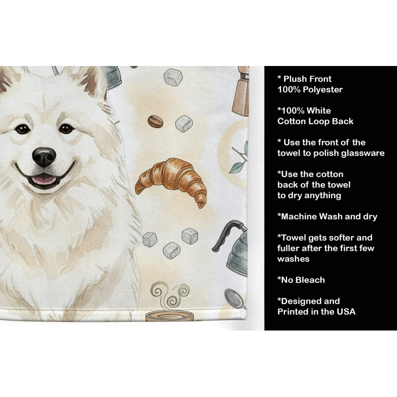 Serviette de cuisine crème Samoyed Coffee Bar, Samoyède crème