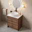 Lavabo de salle de bain rond en céramique blanche brillante de 40 cm (16 pouces) à poser, avec surface lisse émaillée.