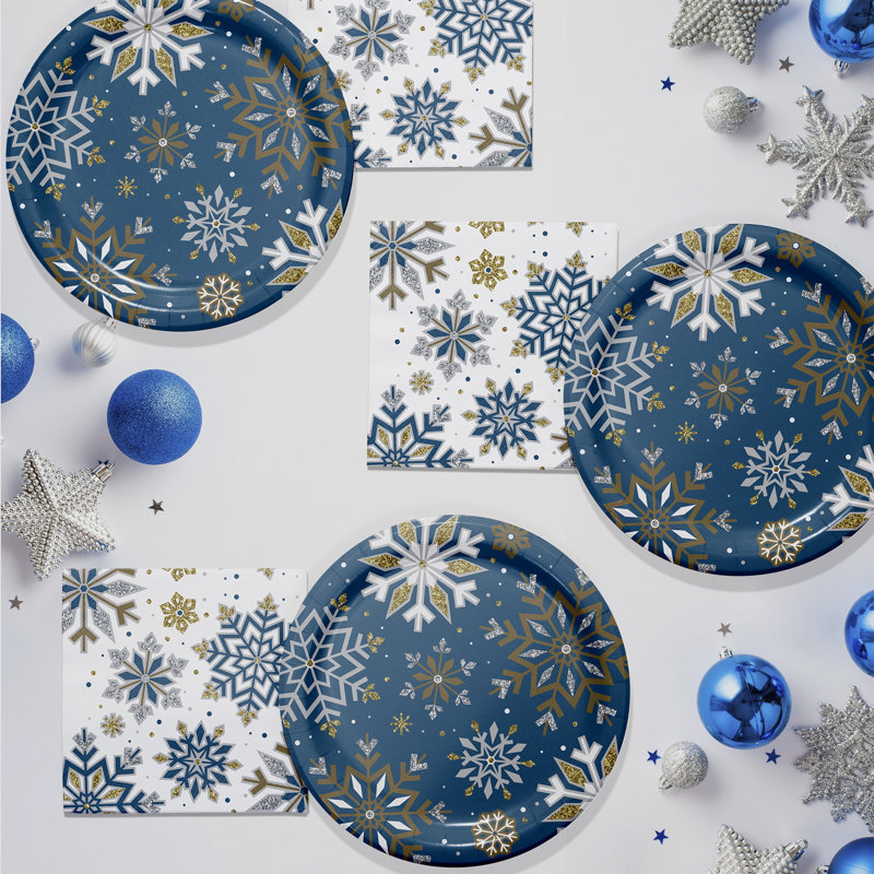 Creative Converting Whimsical Winter Christmas Dinner Paper Plates and Napkins Set, Serves 16