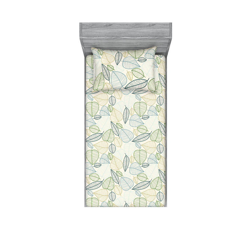 Drap-housse et taies décoratives 3 pièces Ambesonne, Ensemble de draps pour lit simple TG avec 1 taie d