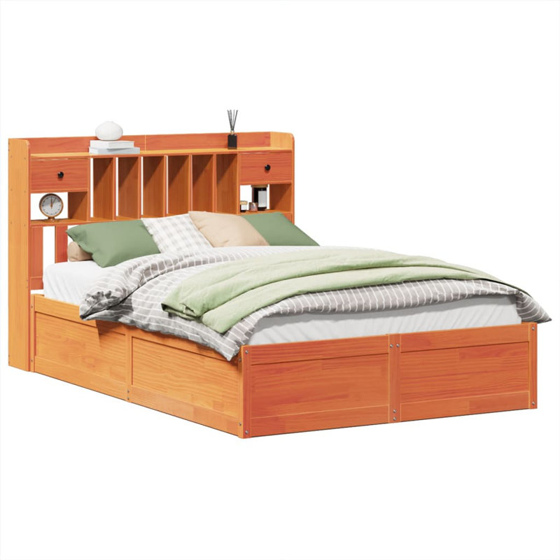 Storage Bed, Wax Brown, European Kingsize (160 x 200 cm)
