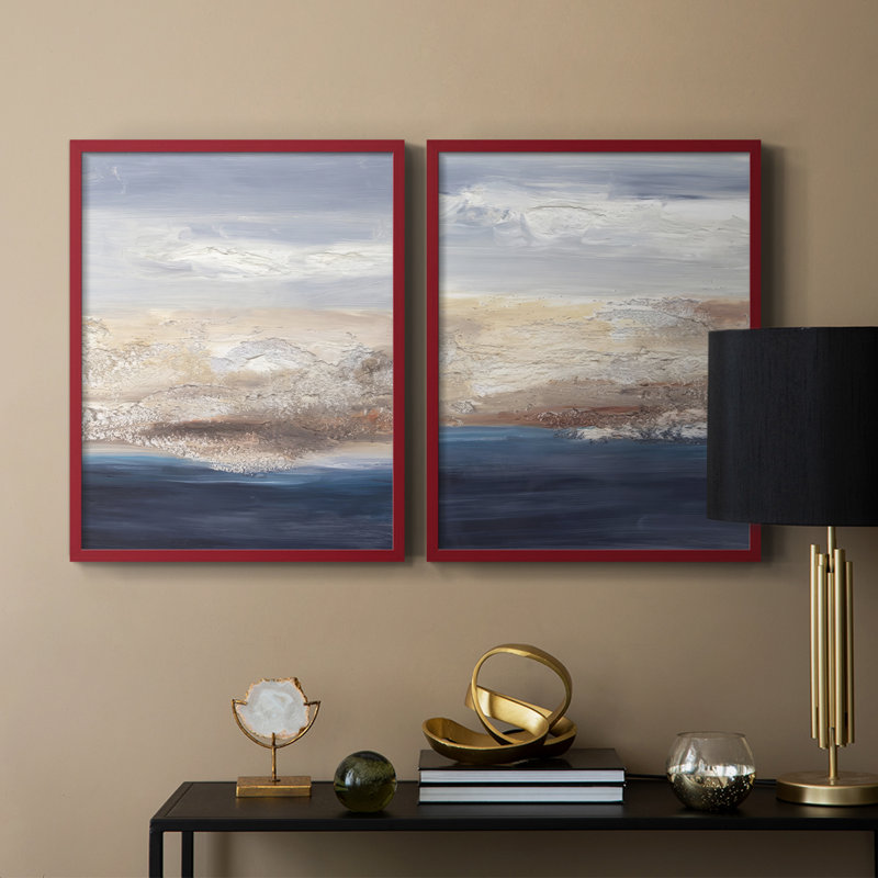 «Tidal Seafoam Horizon I», reproduction encadrée de qualité supérieure - prête à être accrochée - aucun clou requis - aucun clou requis