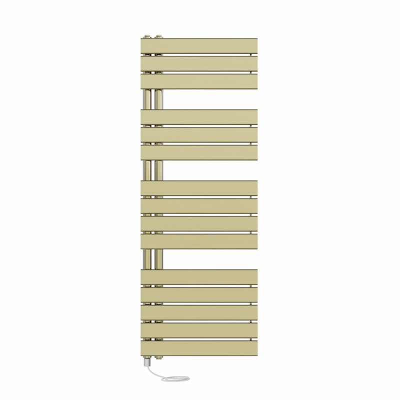 Roianne Designer Towel Rail Heated Towel Rails, Brushed Brass, 138cm H x 50cm W x 6.7cm D