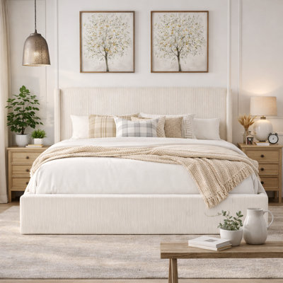 Wauseon Corduroy Upholstered Hydraulic Lift Storage Platform Bed