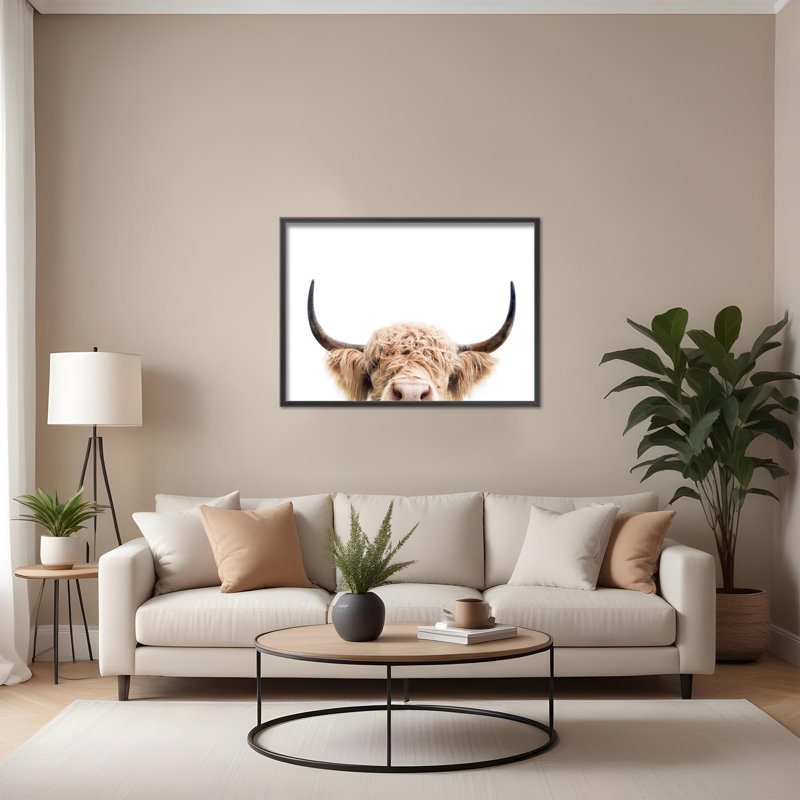 Nature Inspired Peeking Cow by  - Picture Frame Photograph on Paper, 24" H x 36" W x 1.5" D, Wrapped Canvas, Does Not Apply