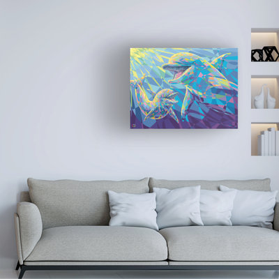 Michael David Ward Rainbow Dolphins Canvas Art