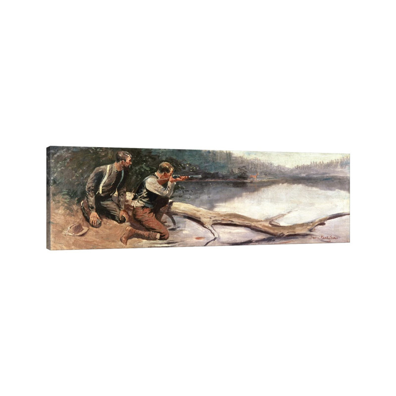 The Winchester by Frederic Remington - Wrapped Canvas Panoramic Painting, 30.48 cm H x 91.44 cm W x 3.175 cm D