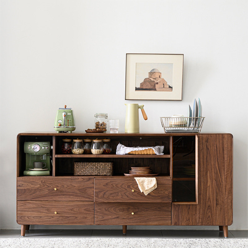 Armoire d'appoint multifonctionnelle à bords arrondis, 33.86" H x 70.87" W x 17.72" D