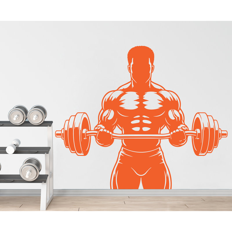 Décalcomanie murale Afro Men Bodybuilder in Gym Power fitness Women Squat Decor Workout Art Vinyle, 44 po x 53 po, Comme neuf