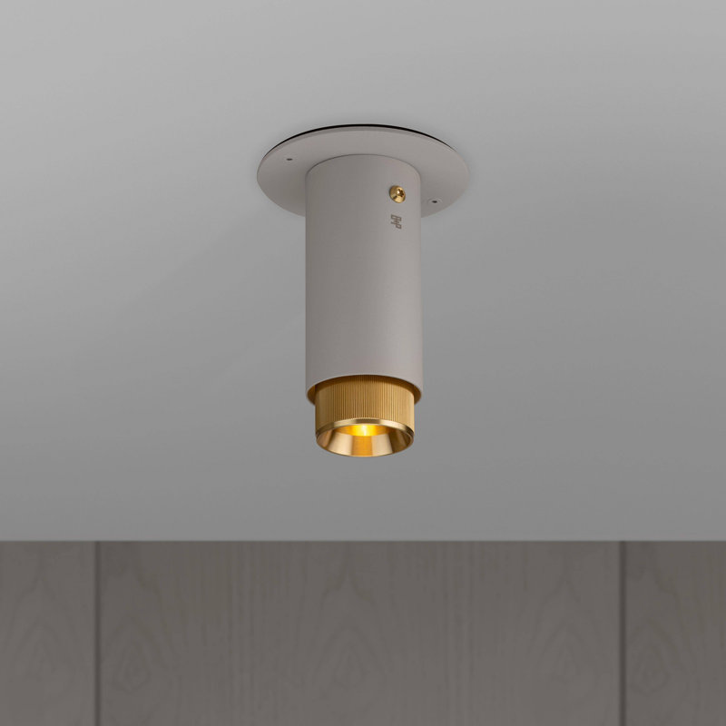 1 - Light Flush Mount, Brass, Stone