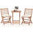 3 Pcs Acacia Wood Patio Bistro Set Folding Outdoor Table And Chairs With Cushions