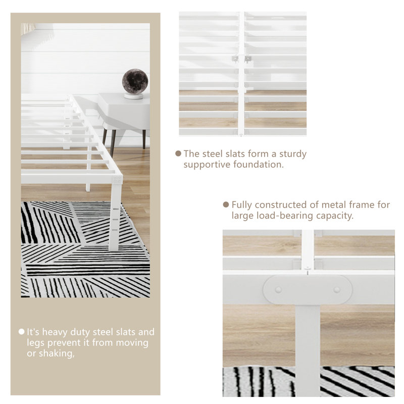 Base de lit plateforme en métal, Très grand, Blanc