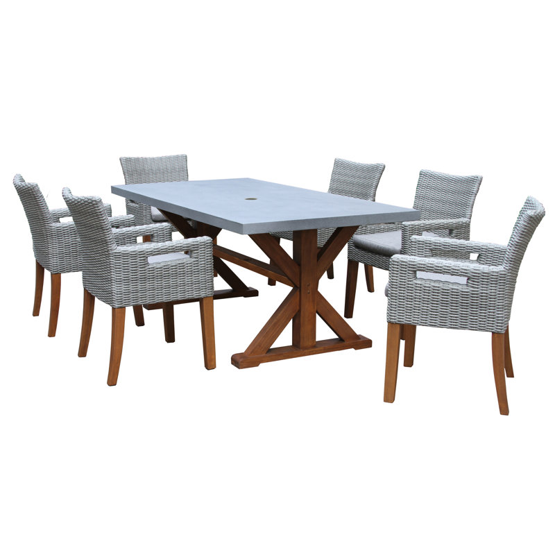 Ensemble de salle à manger rectangulaire pour 6 personnes 74 "avec coussins Fleur