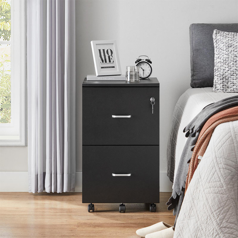 2-Drawer File Cabinet, 16.9'' Wide Locking Filing Cabinet For Home Office, Black
