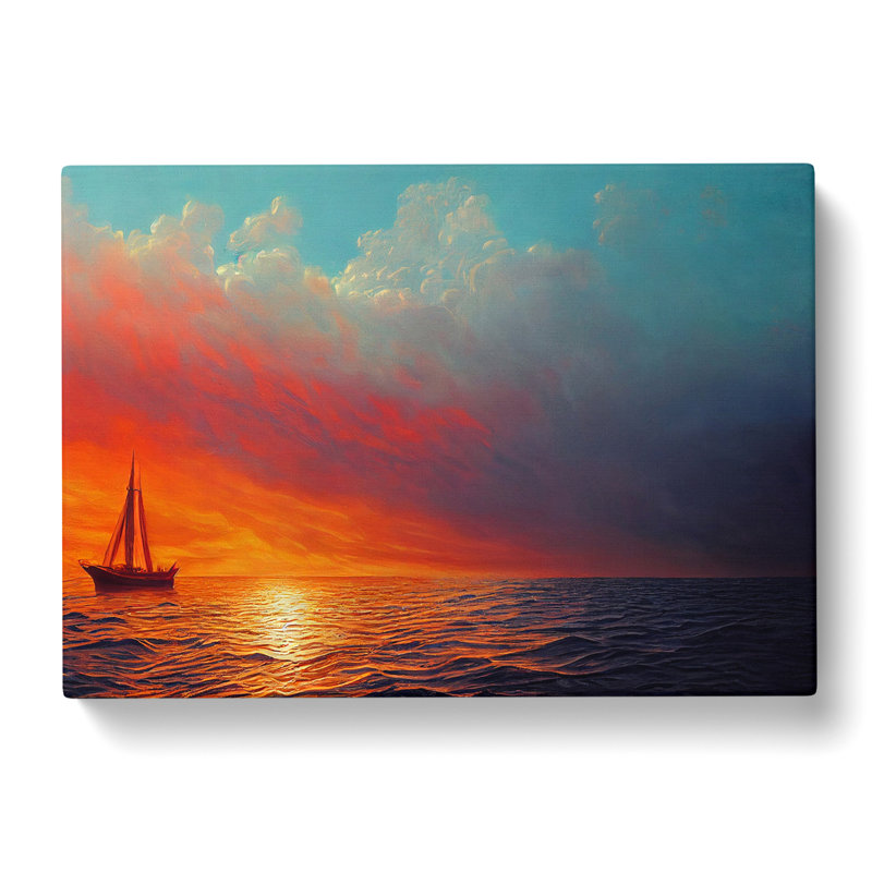 Boat at Sunset - Wrapped Canvas, 50cm H x 76cm W x 3cm D