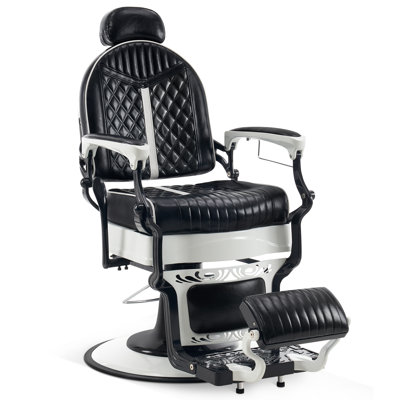 Keniah 27.6" Wide Vintage Heavy Duty Salon Chair, Hydraulic Swivel Barber Chair