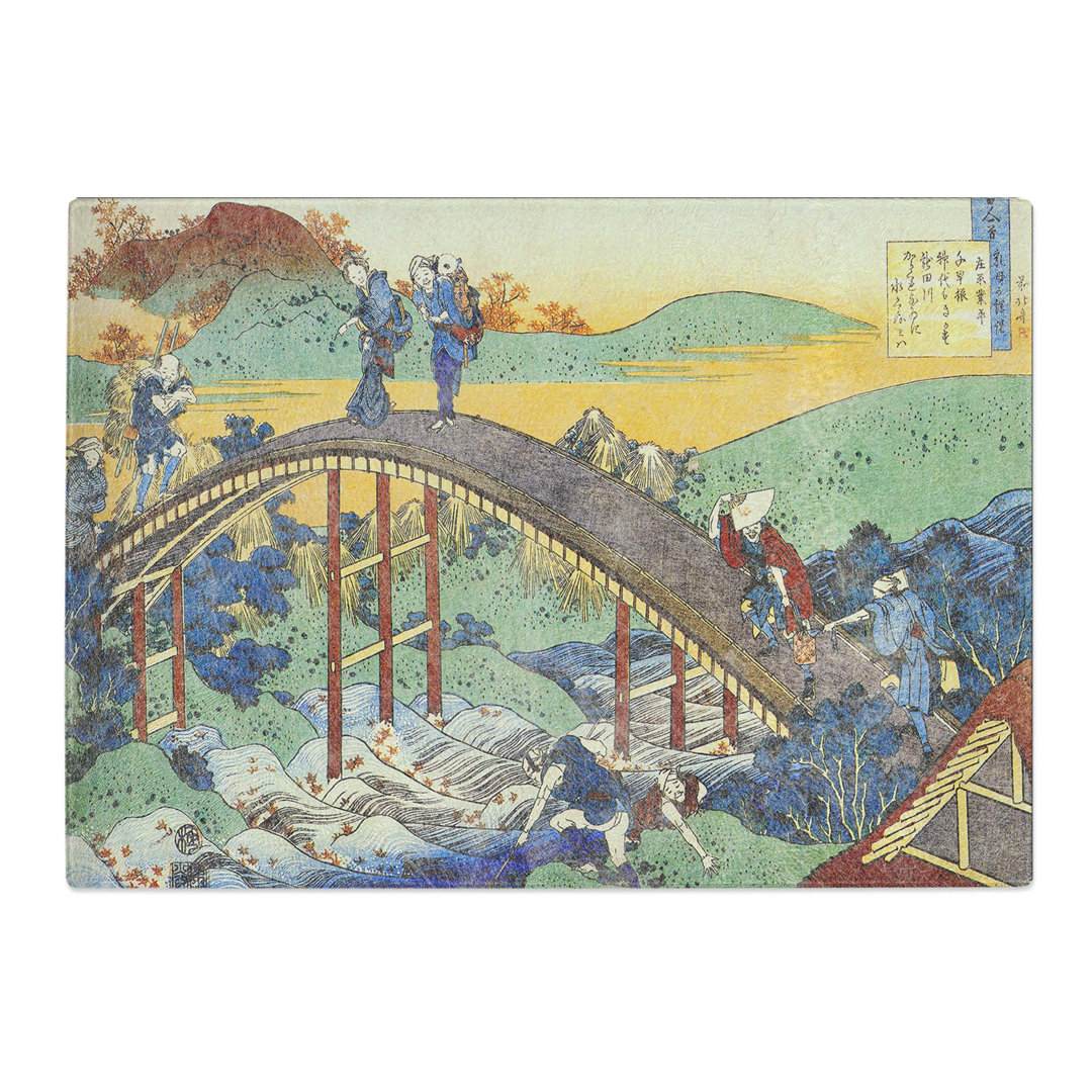Tempered Glass Crossing the Bridge by Katsushika Hokusai Chopping Board