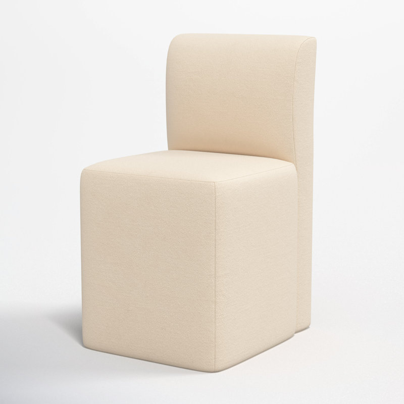 Chaise rembourrée avec roulettes Mendy, Velours performance perle classique