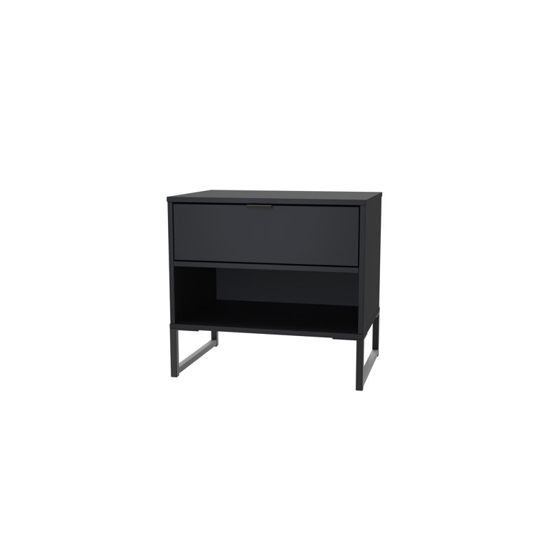 Fully Assembled Allaura 1 Drawer Bedside Table, Black