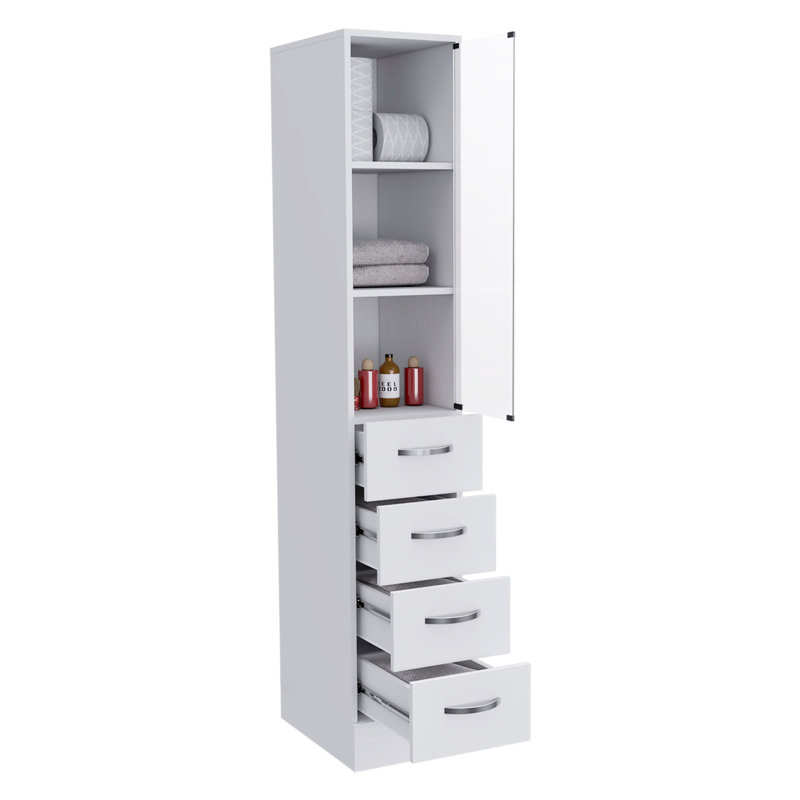 Armoire à linge Preston, trois tablettes, quatre tiroirs