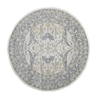 8X8 Round Oushak Hand-Knotted Rug