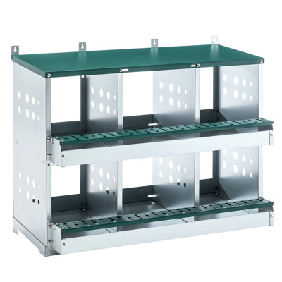 6 Compartments Chicken Laying Box In Galvanized Steel, Automatic Egg Collection Mechanism, Well - Ventilated For Quick Drying, Assembly, 25.33 Product Height Made From Sloped Roof Water Drainage And