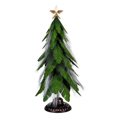 LED Evergreen Tree Fiber Optic Garden Statue, 23"H