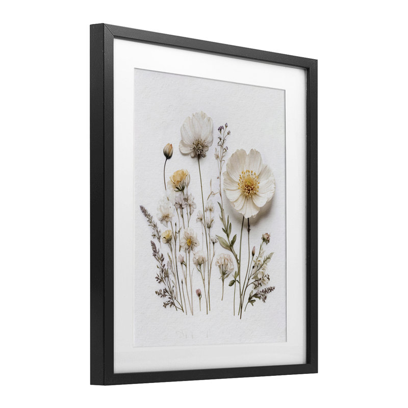 Pressed Bathroom Botanicals Framed Print Under Glass, design by Lettered and Lined, Midnight Black Frame, 16" H x 13" W