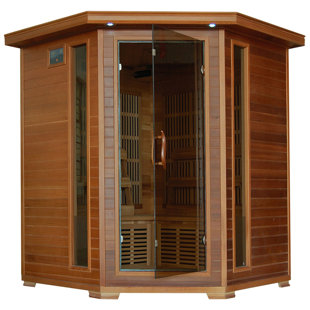 Sauna de coin infrarouge en cèdre 4 personnes avec 10 chauffages au charbon Heatwave