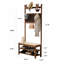 Banc d'entrée tout-en-un avec portemanteau, banc à chaussures rembourré et range-chaussures autoportant à plusieurs niveaux pour vestibule-129865601