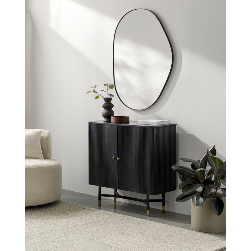 Kest Metal Asymmetrical Wall Mirror, Black, 40" x 30"