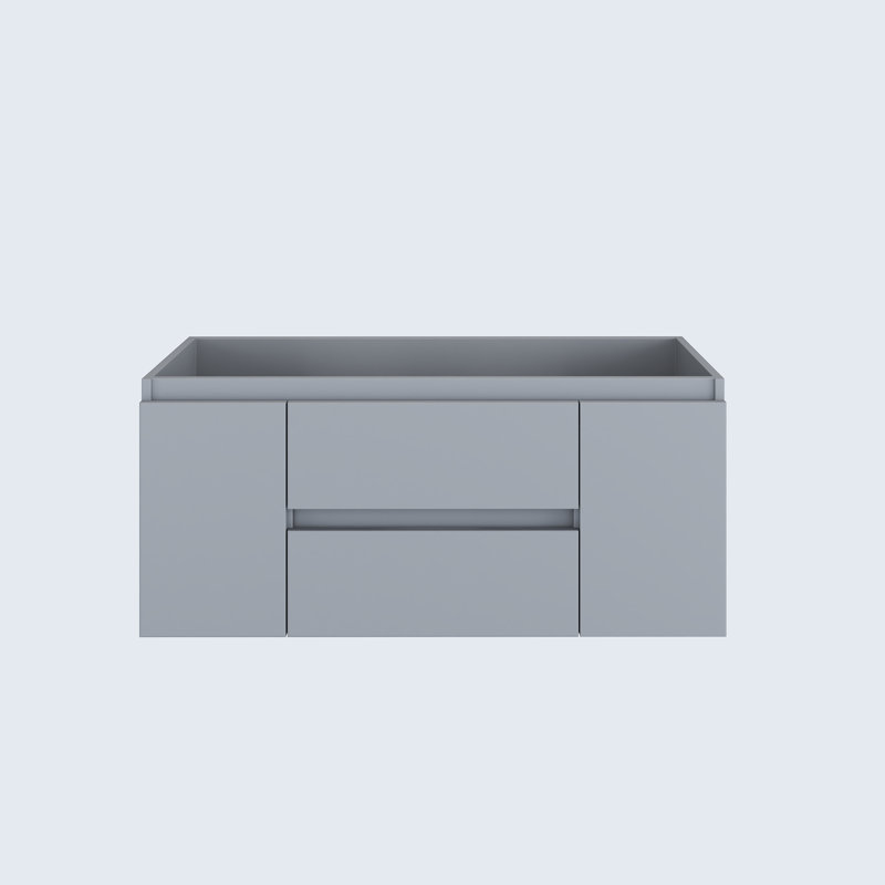 Gray 48" Wall-Mounted Floating Bathroom Vanity with Ceramic Top