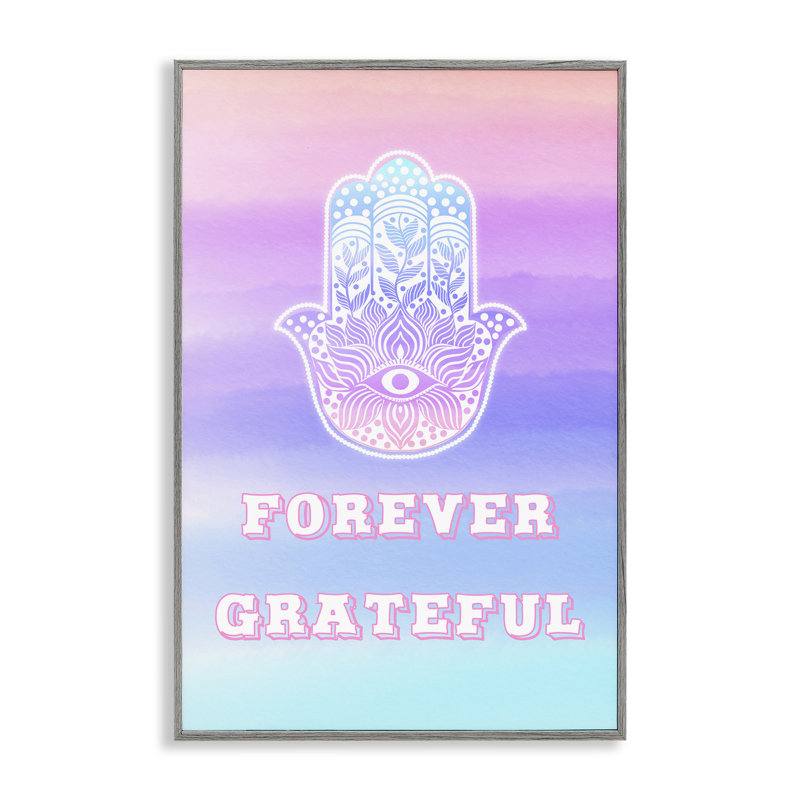 Giclée encadrée Forever Grateful Hamsa, design par Pooja Dave, H 24 po x l 16 po, Estampe numérique Farmhouse