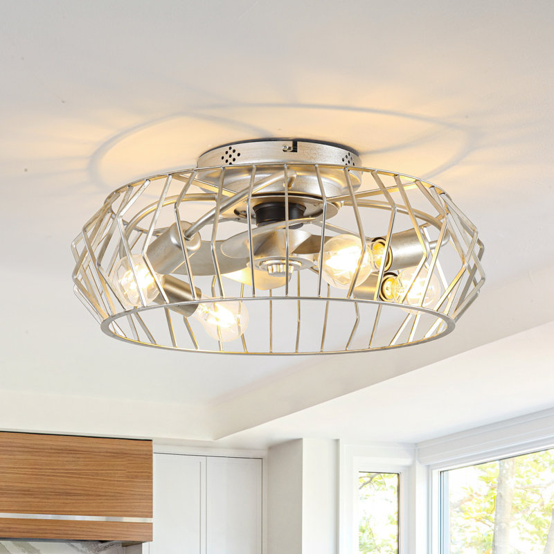 Ventilateur de plafond en cage 19,7 po avec ensemble d'éclairage et télécommande