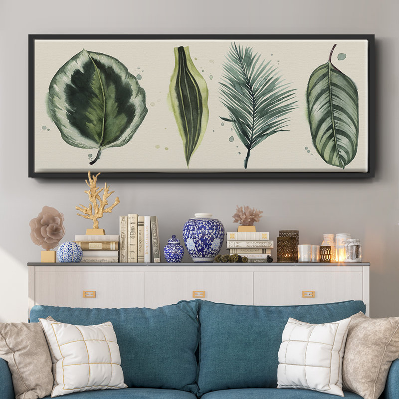 Palm Line- Framed Canvas, 20" H x 50" W