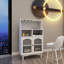 Armoire à vin avec tablettes ouvertes - Présentez vos collections en blanc pour le rangement des boissons Assemblage facile requis