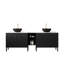 Meuble-lavabo double autoportant avec lavabos en pierre et rangement spacieux-129220581
