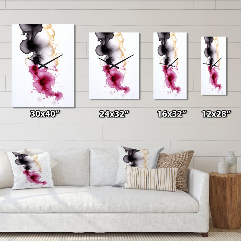 Horloge murale magenta fusion abstrait abstrait minimaliste VI - Peinture abstraite surdimensionnée, Moyen