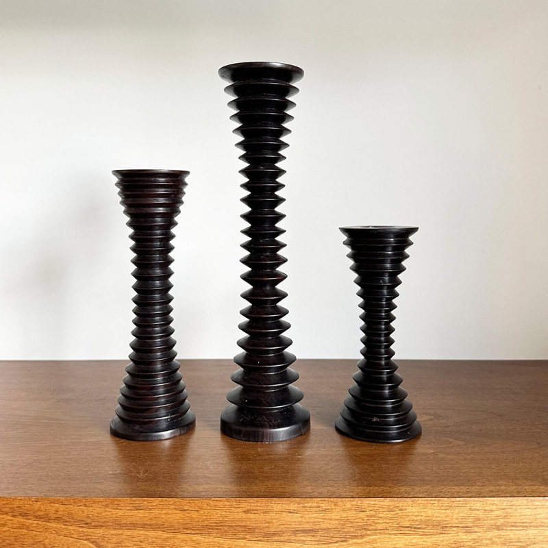 Ebony Wood Collection Candlestick, 5.8"