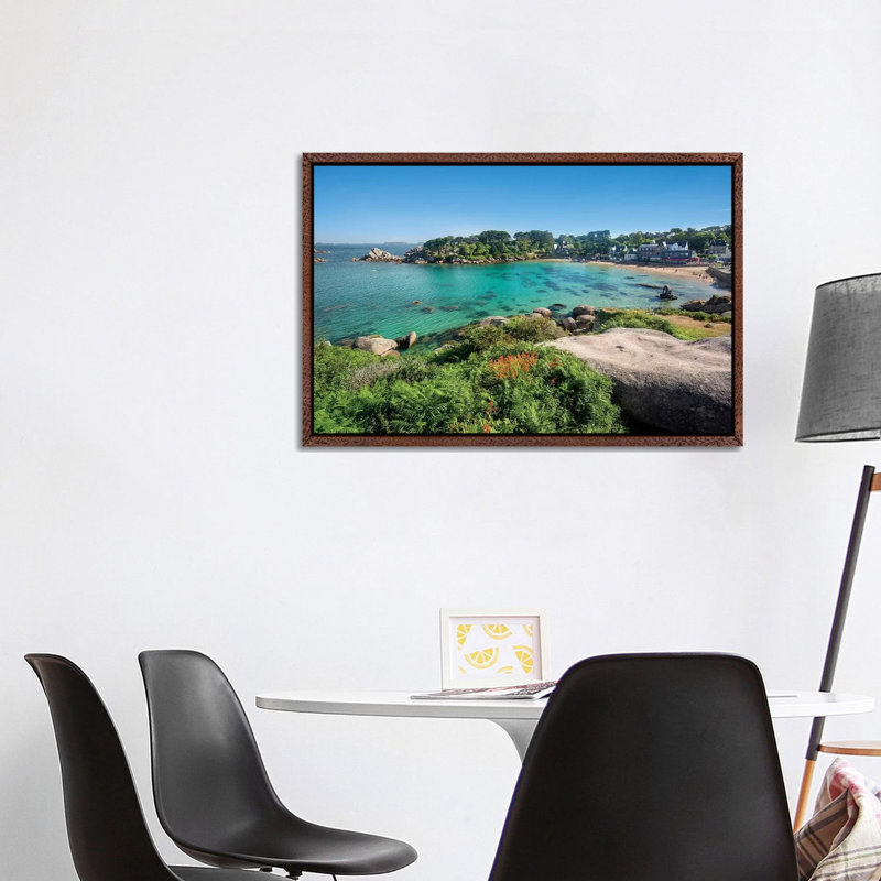 Saint Guirec Beach, 101.6 cm H x 66.04 cm W, Classic Wood Floater Framed