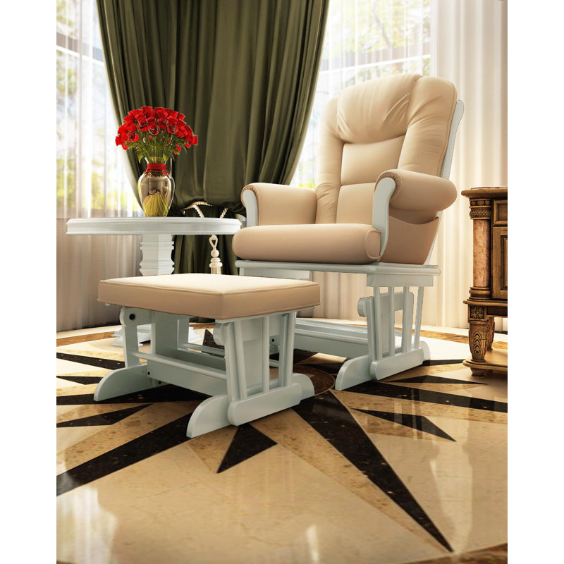 Parkhur Glider and Ottoman, White, Cream