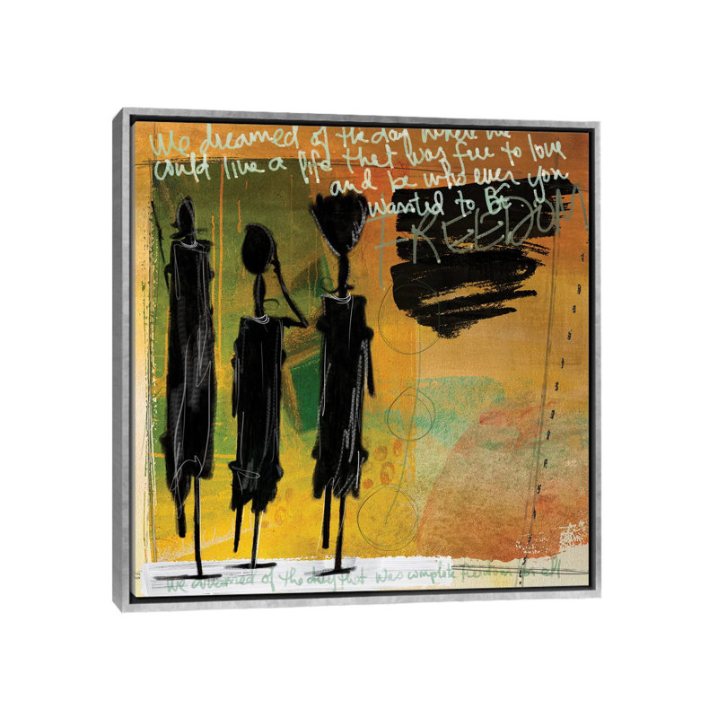 Tribu jaune par Nikki Chu - impression, H 18 po x l 18 po x 1,5 po, Encadrement argenté