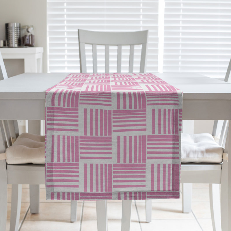 Fractured Stripes Table Runner, 16" x 72", Pink