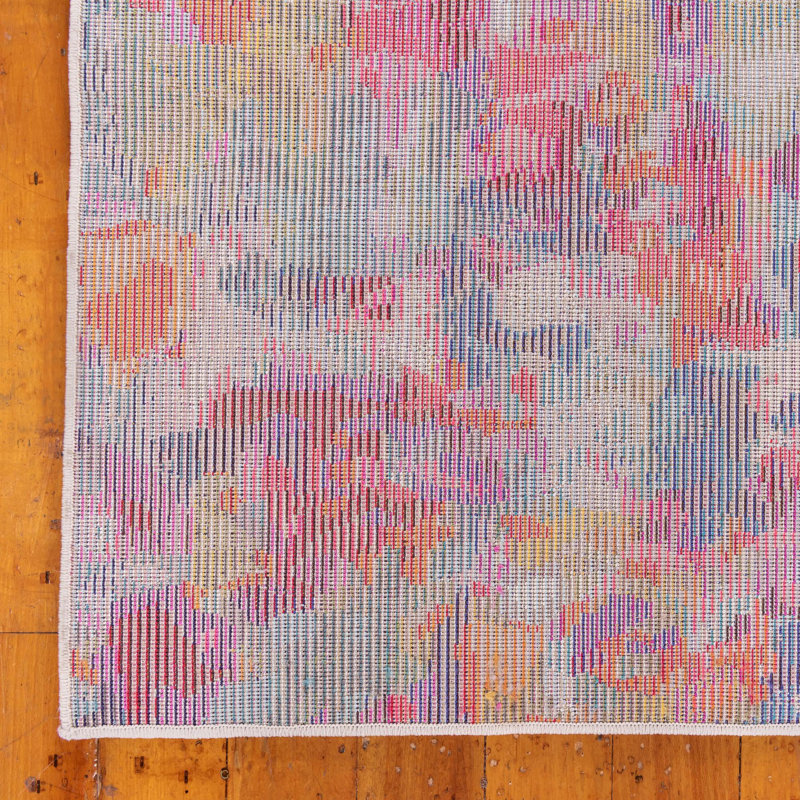 Cariel Washable Abstract Indoor Rug, Square 4'