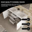 Meuble-lavabo double 60 po avec comptoir en pierre blanc brillant, 3 tiroirs, 2 portes, moderne