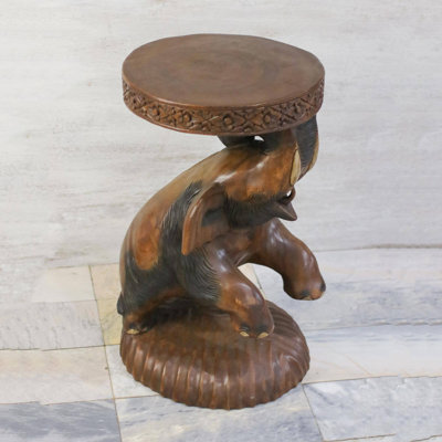 Tektas Hello Elephant Wood Accent Stool by World Menagerie