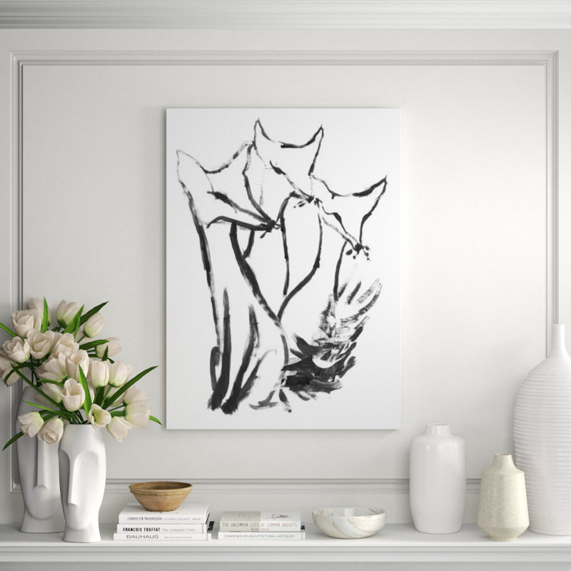 Leaning Fox III Painting by Fern Cassidy, Image Brush Gel, 41" H x 30" W