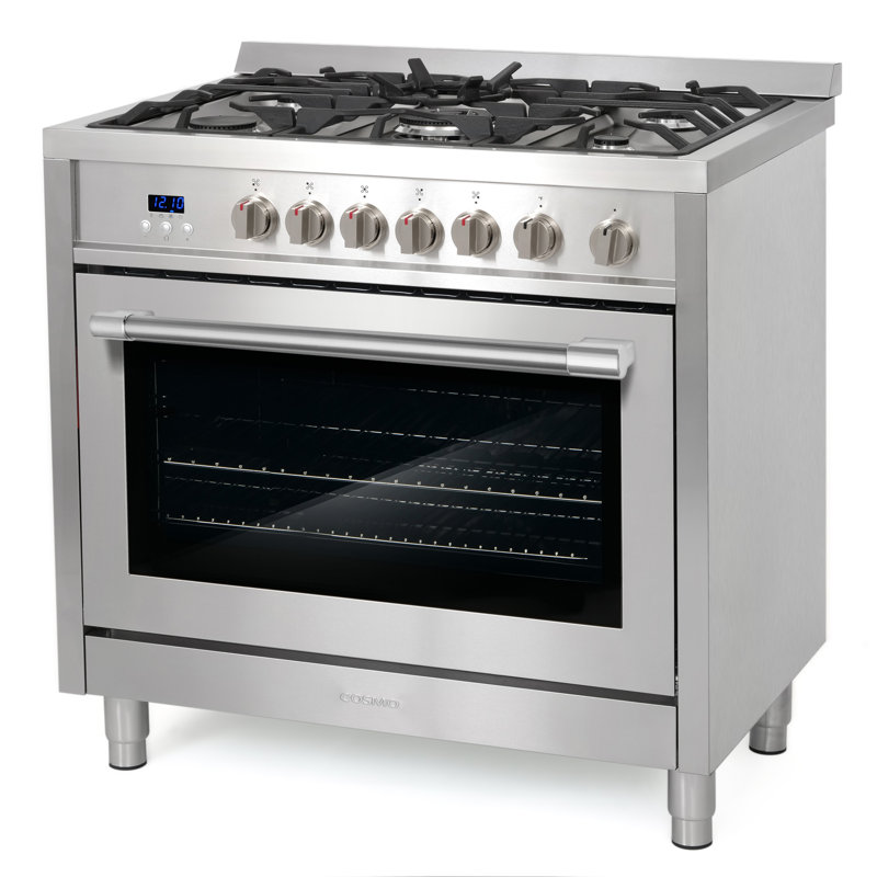 Cosmo 36 po Nebula Collection Cuisinière à gaz, 5 brûleurs, four à convection rapide, poignée en acier inoxydable