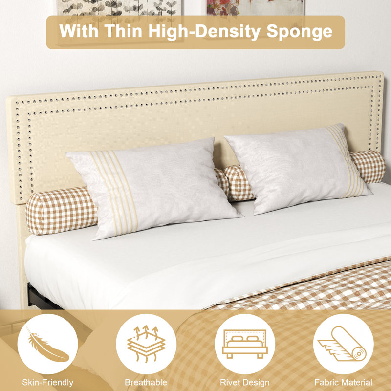 Upholstered Metal Platform Storage Bed, Full / Double