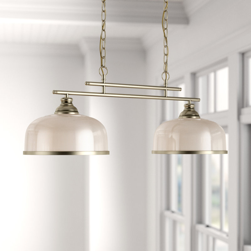 Asner 2-Light Kitchen Island Chandelier, Antique Brass